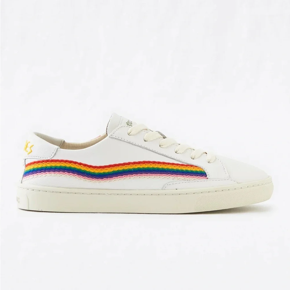 Soludos The Ibiza Classic Rainbow Wave Good Vibes Leather Sneaker